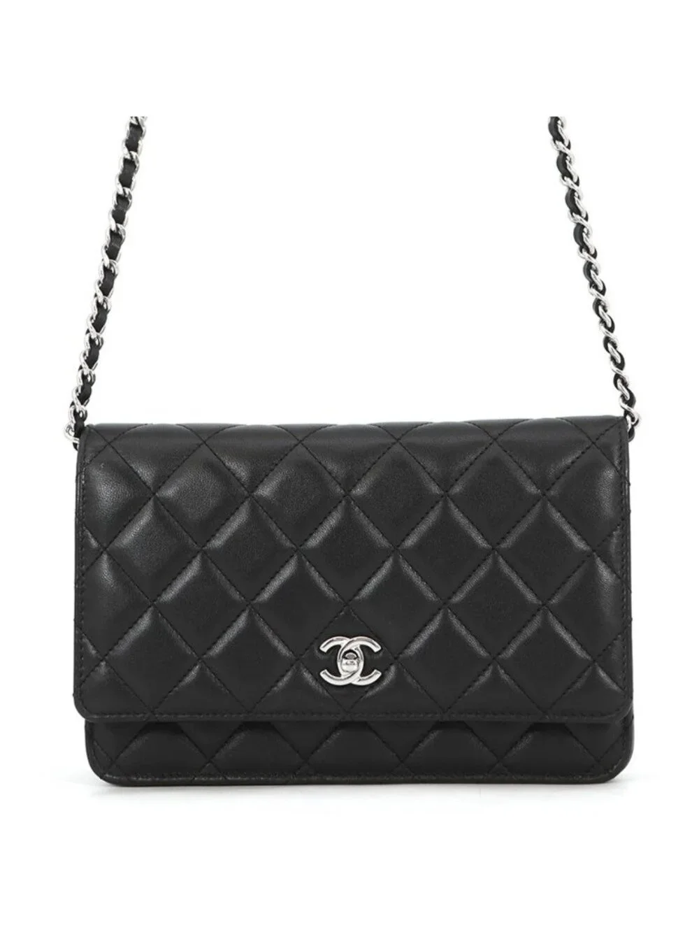 Chanel Chain Wallet Classic Quilted CC Logo Lambskin Black